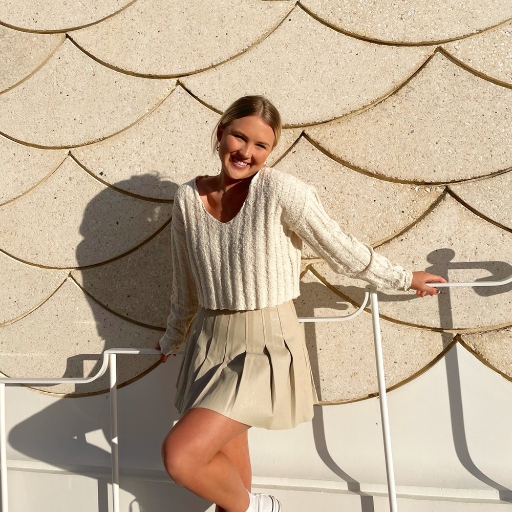 White knit sweater